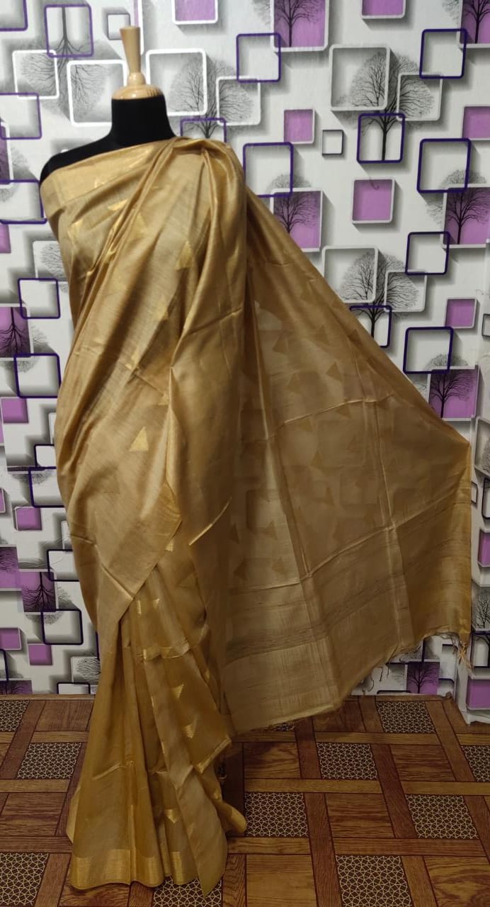 Tussar Munga Silk Zari Butta Saree HIND SILK