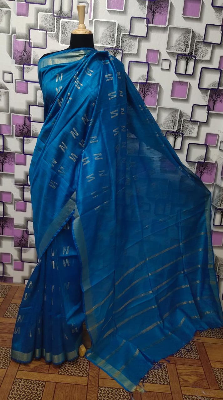 Tussar Munga Silk Zari Butta Saree HIND SILK