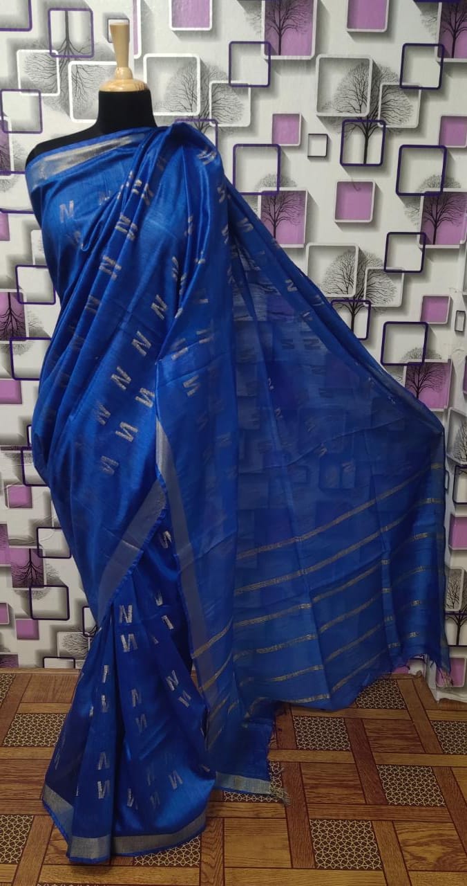 Tussar Munga Silk Zari Butta Saree HIND SILK