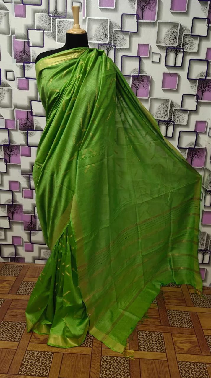 Tussar Munga Silk Zari Butta Saree HIND SILK