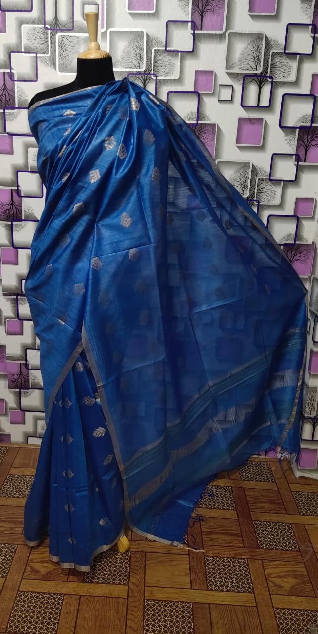 Tussar Munga Silk Zari Butta Saree HIND SILK