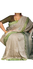 Pure Linen Saree M J HANDLOOM