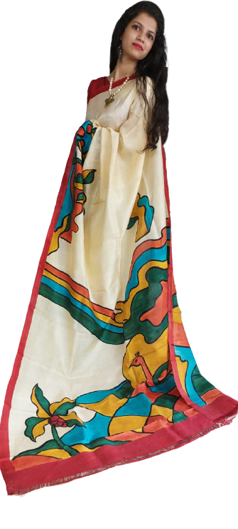 Pure Tussar Silk print saree