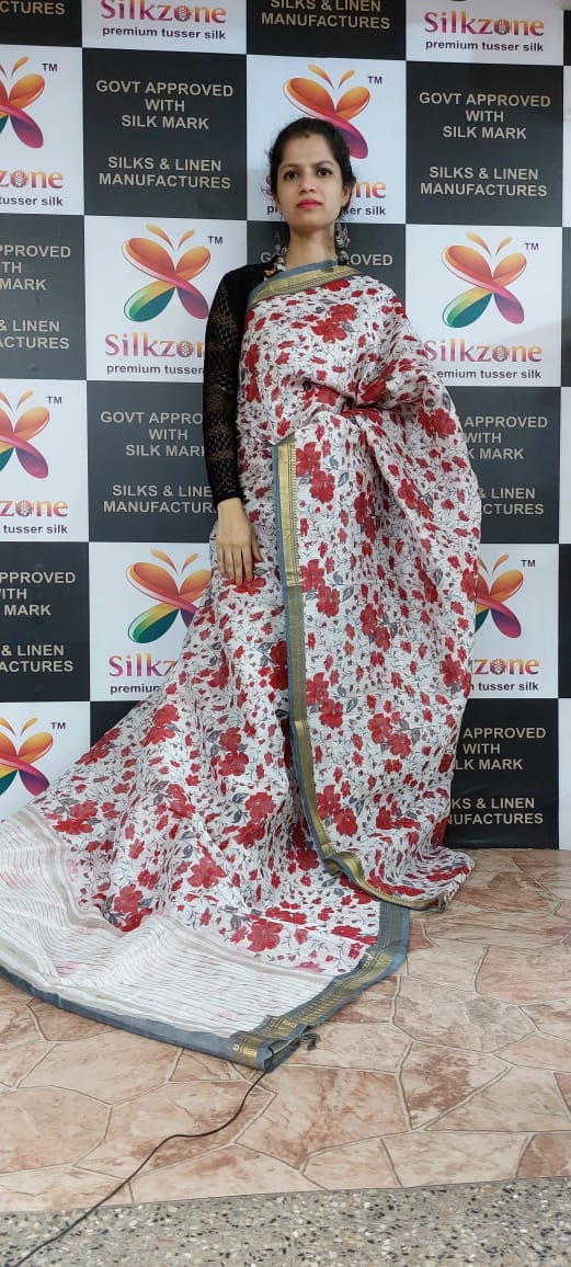 Organza Silk Linen Saree SILK ZONE