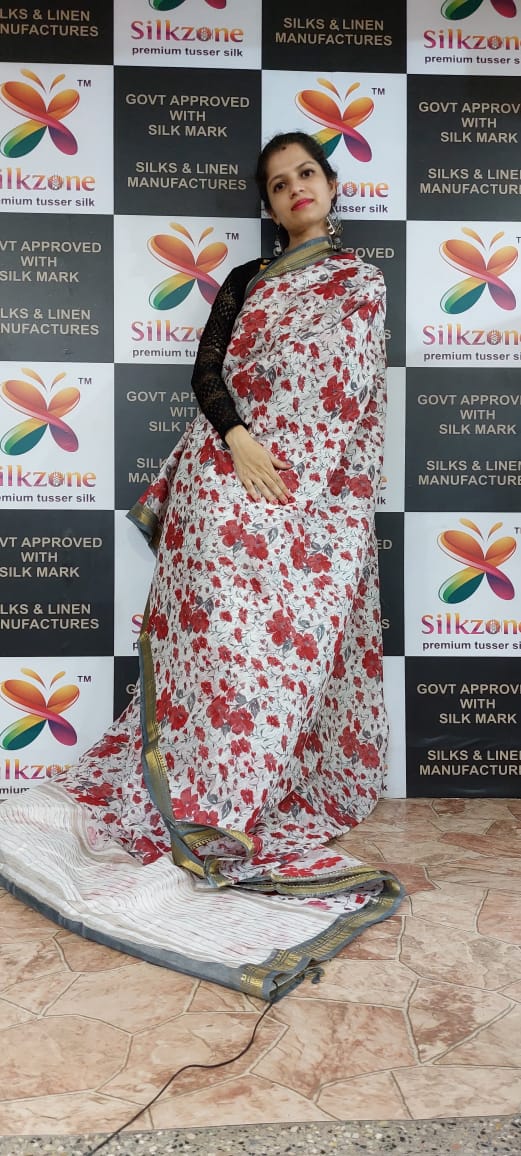 Organza Silk Linen Saree SILK ZONE