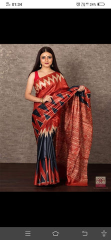 TUSSAR SILK PRINT SAREE