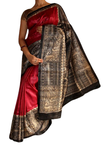 TUSSAR SILK PRINT SAREE