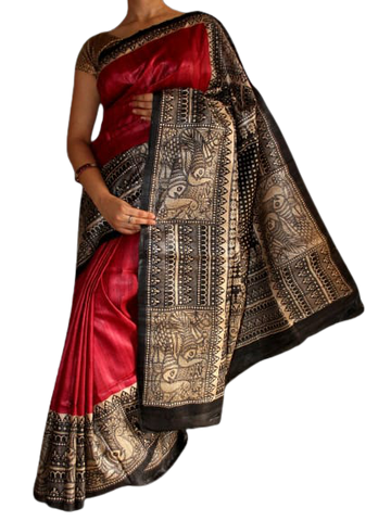 TUSSAR SILK PRINT SAREE