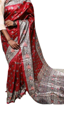 TUSSAR SILK PRINT SAREE