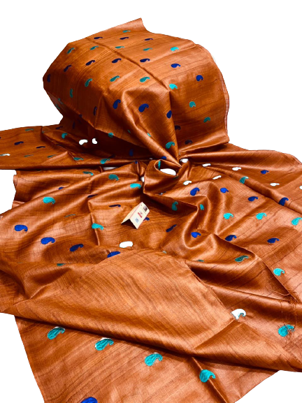 Tussar Handloom Silk Embroidery Saree SILK ZONE
