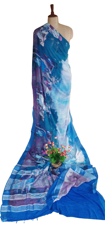 Khadi Linen Prink Saree SILK ZONE