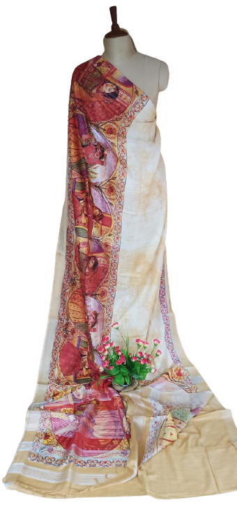 Khadi Linen Prink Saree SILK ZONE