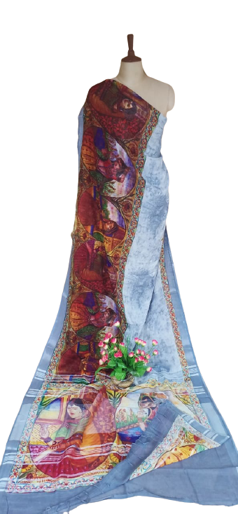 Khadi Linen Prink Saree SILK ZONE