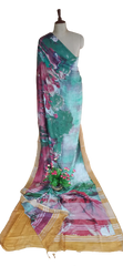 Khadi Linen Prink Saree2 SILK ZONE