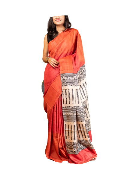 Pure Tussar Silk print saree