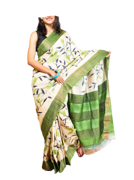 Pure Tussar Silk print saree