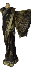 Linen Hand Block Printed Saree SILK ZONE