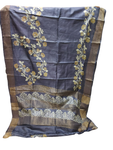 Pure Tussar Silk print saree