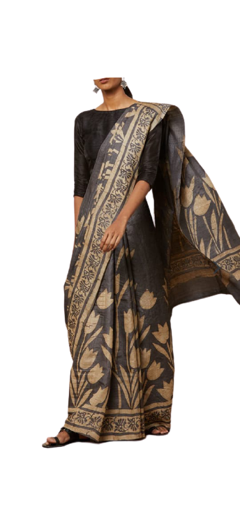 Pure Tussar Silk print saree
