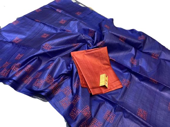 Tussar Desi Kora Silk Saree M J HANDLOOM