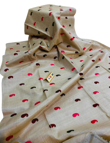 Tussar Desi Kora Silk Saree M J HANDLOOM