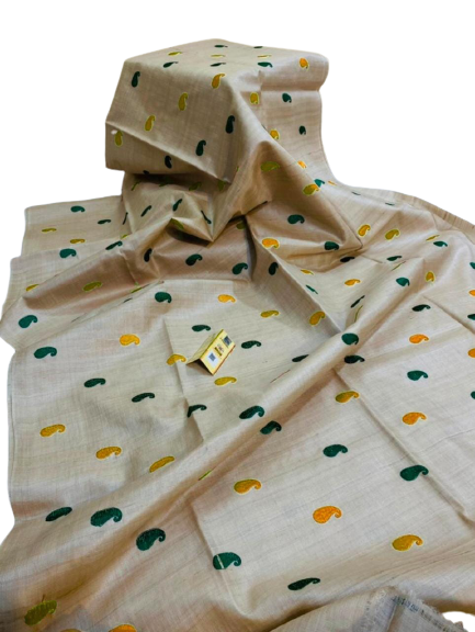 Tussar Desi Kora Silk Saree M J HANDLOOM