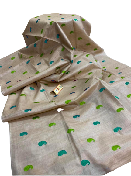 Tussar Desi Kora Silk Saree M J HANDLOOM