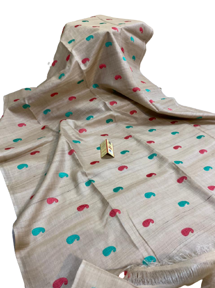 Tussar Desi Kora Silk Saree M J HANDLOOM