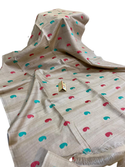 Tussar Desi Kora Silk Saree M J HANDLOOM