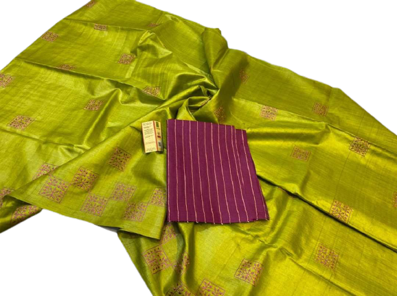 Tussar Desi Kora Silk Saree M J HANDLOOMS