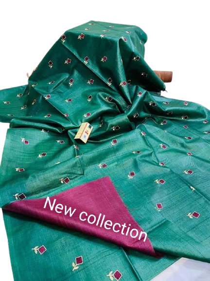 Tussar Kora Silk Saree M J HANDLOOMS