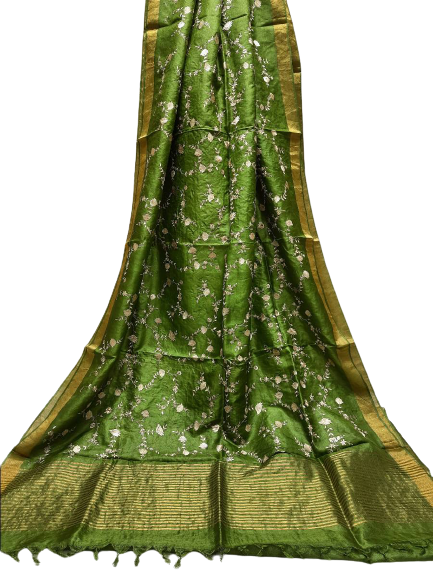 Silk Linen Embroidery Saree M J HANDLOOMS