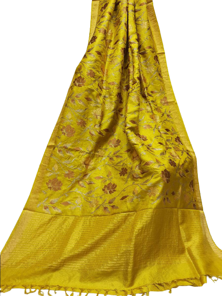 Silk Linen Embroidery Saree M J HANDLOOMS