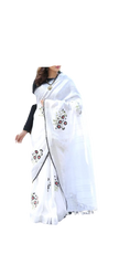 Pure Linen Embroidery Saree M J HANDLOOMS