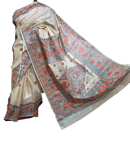 Pure Tussar Silk print saree