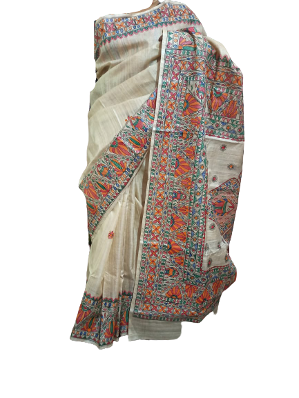 Pure Tussar Silk print saree