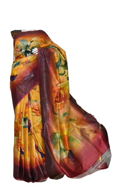 Pure Tussar Silk print saree