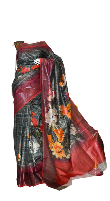 Pure Tussar Silk print saree