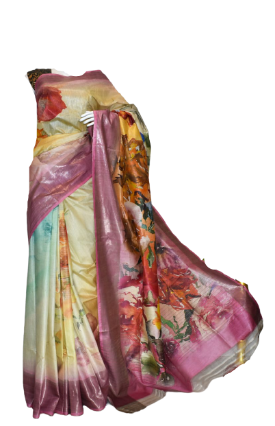 Pure Tussar Silk print saree