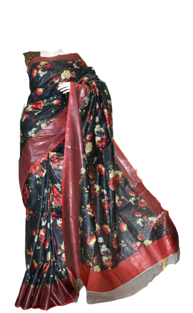Pure Tussar Silk print saree