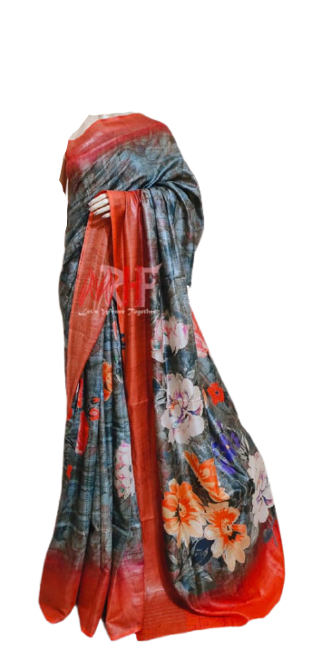 Pure Tussar Silk print saree