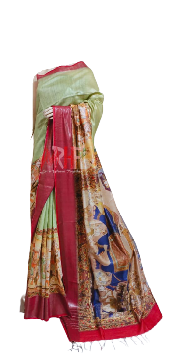 Pure Tussar Silk print saree