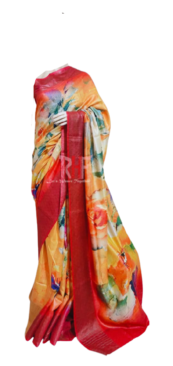 Pure Tussar Silk print saree