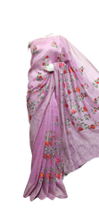 Silk linen Embroidery saree M J HANDLOOM