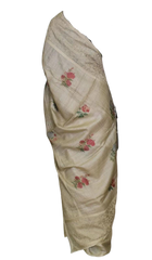 Tussar Silk Hand Embroidery Cutwork M J HANDLOOMS