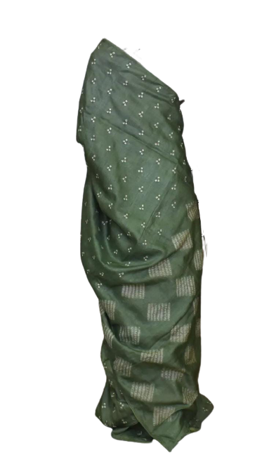 Tussar Silk Hand Embroidery Cutwork M J HANDLOOMS