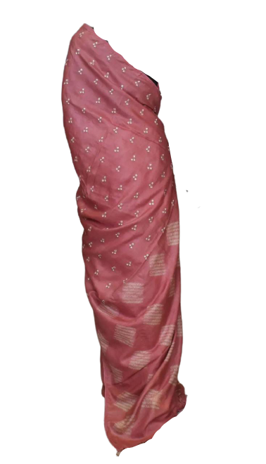 Tussar Silk Hand Embroidery Cutwork M J HANDLOOMS