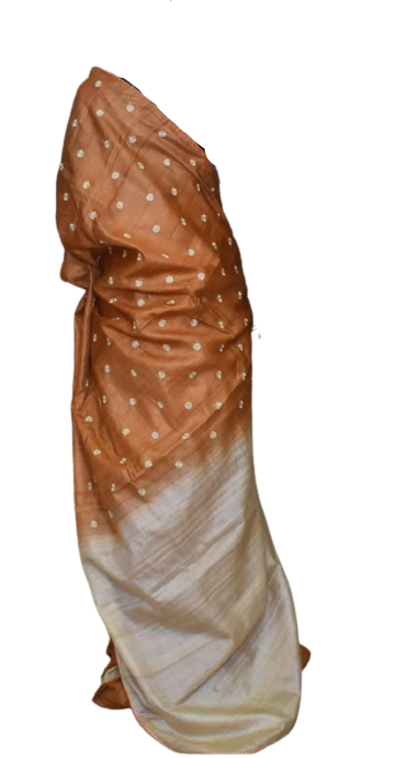 Ghicha Tussar Silk Hand Embroidery Saree M J HANDLOOMS