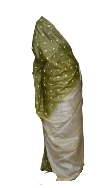Ghicha Tussar Silk Hand Embroidery Saree M J HANDLOOMS