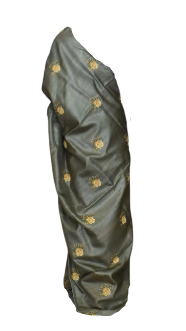 Ghicha Tussar Silk Hand Embroidery Saree M J HANDLOOMS